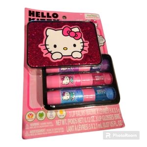 Lip Balm set Hello Kitty Plant Based Glitter Collectable Case 3 lip balms Vegan